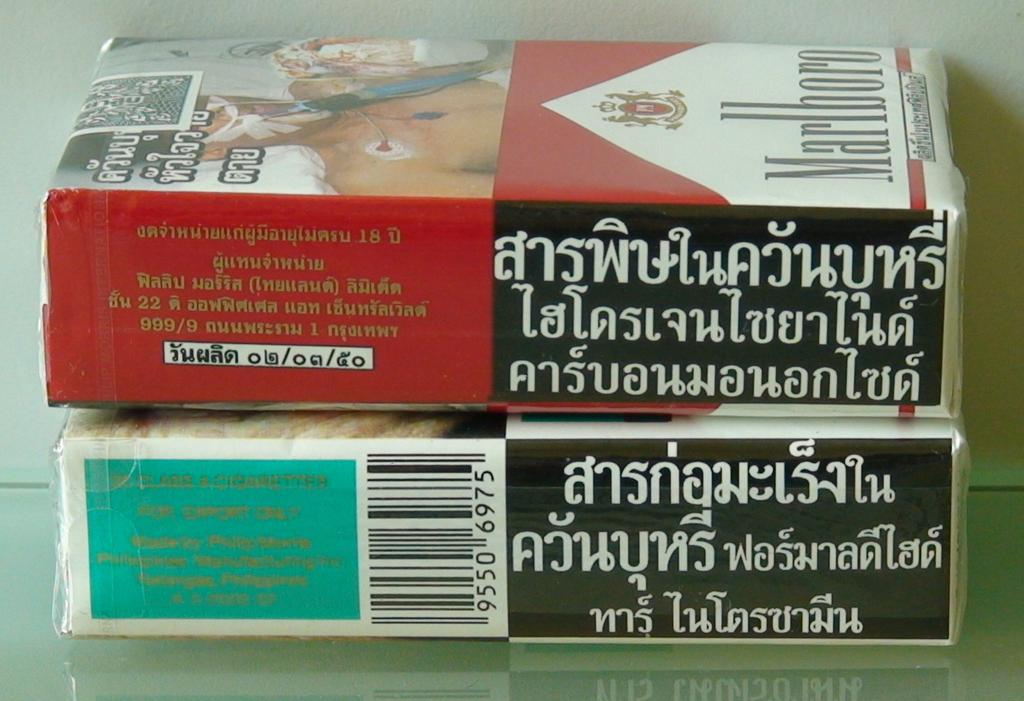 Labeling of toxic substances and cancer causing agent on side of packet 2007/2011 10 Rotating