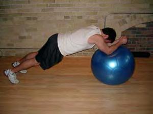 Return to the start position. Plank with Arms on Ball Place your clasped hands on the top of a medium sized ball.