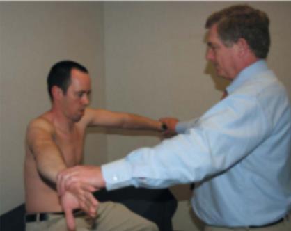 Rotator cuff Integrity Muscle resisting Jobe's empty can test ER stress test (Resisted ER with the arms by