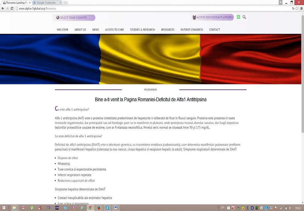 Alpha -1 Global website Romanian page Bine ati