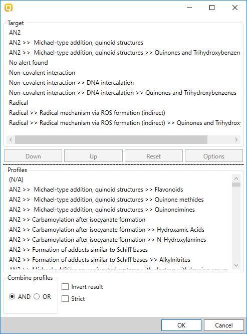 Category Definition Searching for analogues accounting for rat in vitro metabolism alert 1 alert 2 alert 3 5 1 2 3 4 1. Select a profile option for the package parent & metabolites ; 2.