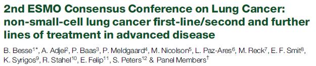 ESMO GUIDELINES: Annals of Oncology 25: 1475 1484, 2014 Reco 4: there is no single platinum-based doublet standard chemotherapy Pemetrexed-based doublets are restricted to non-squamous NSCLC.
