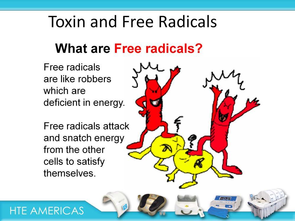All bio chemical reactions that take place inside our body requires the existing of radicals.