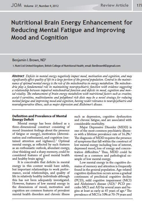 Brain burnout Deficits in mental energy, defined as measures of mood, motivation and cognition, may significantly affect quality of life in a large portion of the general