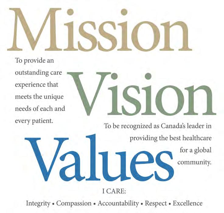 Twards an Inspired Future fr TSH After many mnths f cnsultatin, the hspital s new Missin, Visin and Values were develped.