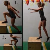 Jump Lunges Stand with your feet shoulder-width apart. Step forward with your left leg, taking a slightly larger than normal step.