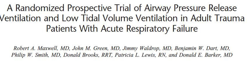 Conclusion: For patients sustaining significant trauma APRV seems to have a similar safety profile as the LVt. Trends for APRV patients to have increased ventilator days.