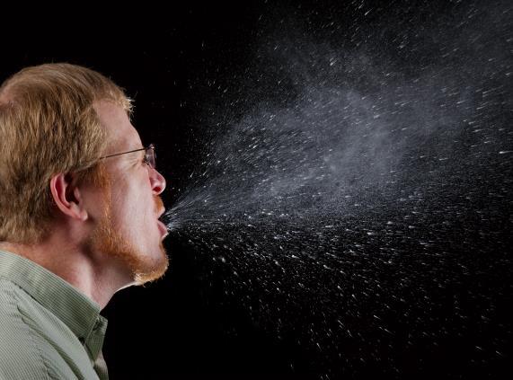 sneezing If a person is sick, the droplets in a single cough or a