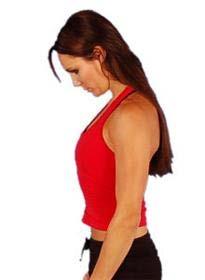 Neck Lower chin to chest keeping shoulders straight Hold