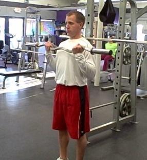 You want to bring the bar up to your chest but not to move the elbows, pivot from the elbows.