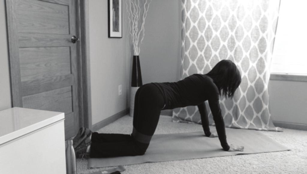 20. Quadruped Hip Abduction (Aka: Fire Hydrate) Place the Cayman Fitness Loop Band around the lower part of your thighs, just above the knees. In a quadruped position, on all fours.