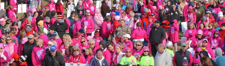 PINK RIBBON SPONSORSHIP $2,500 BENEFITS Co-branded five-foot tall pink ribbon sign displayed on the stage Logo prominently displayed on home page of Making Strides website with 72,524 page views (Jan.