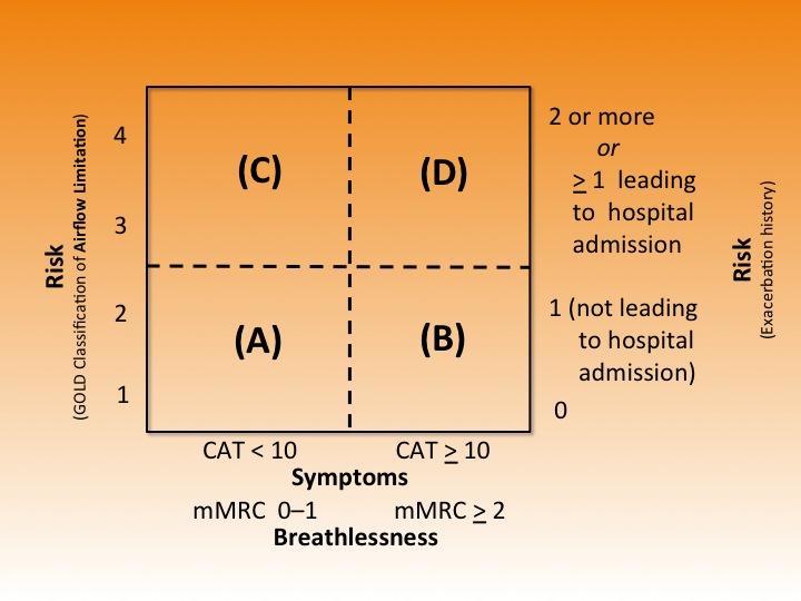(One or more hospitalizations for COPD exacerbations should be considered high risk) Patient Characteristic Spirometric Classification