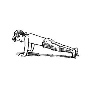 Push-Up Variations Strengthens chest. Get in the appropriate "up" push-up position for you by either staying on your toes or keeping your knees on the ground.