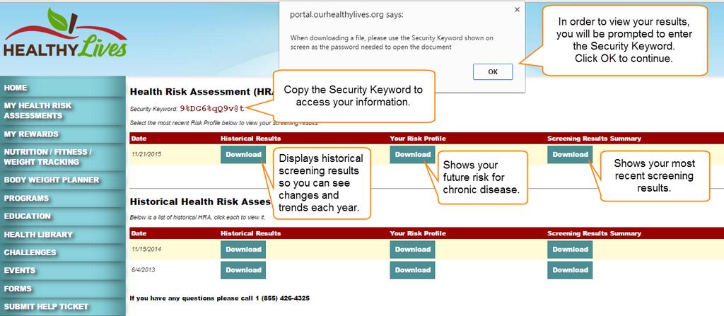My Health Risk Assessment View and track your screening
