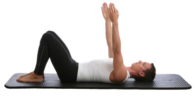 Pendulum Warm up the abs with this exercise Lying on the back with the arms out to the sides and the palms of the hands facing upwards. Knees in tabletop position and the knees squeezed together.