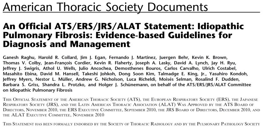 Recommendation: We recommend that a multi-disciplinary discussion should be used in the evaluation of IPF (strong recommendation, lowquality evidence).