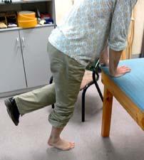 a stable object (table/chair) 2)Shift some of your weight onto the injured foot 3)Hold for the position for 15 seconds