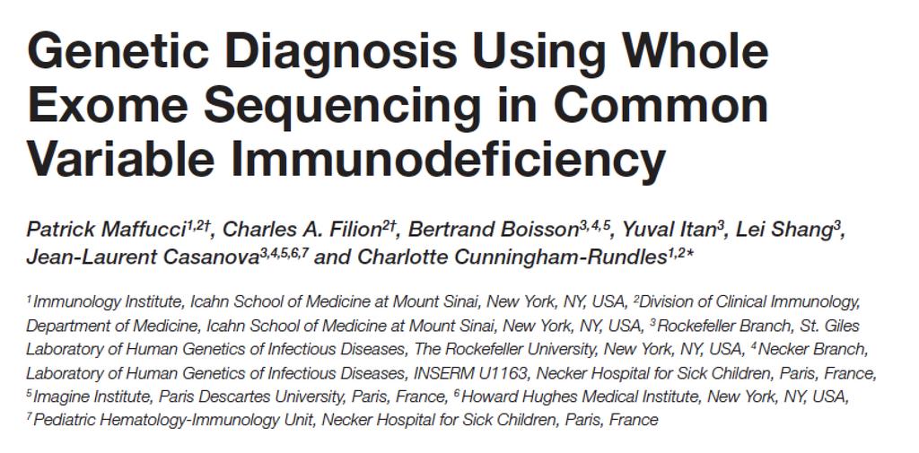 50 CVID patients with either: -early onset -autoimmune/inflammatory manifestations -low B lymphocytes -and/or familial