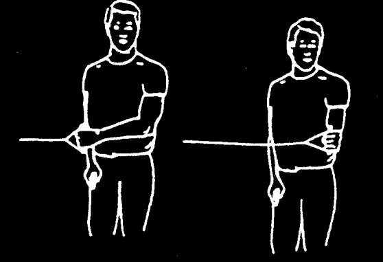 2a. External Rotation at 0 Abd: Stand with your uninvolved side next to a closed door, tubing attached to the doorknob