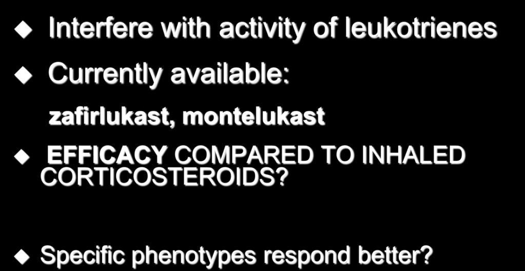 montelukast EFFICACY COMPARED TO