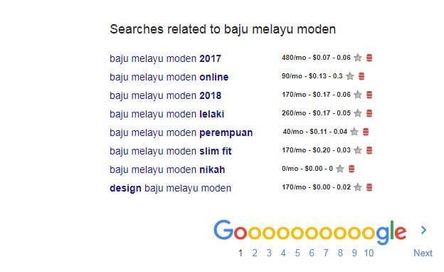2. Tengok Google Related Searches!