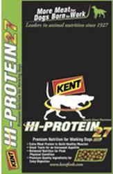 PET FOODS Kent Hi-Protein 27 Dog Food 27-10-4 Your dog works hard every day just to please you. Return the favor with the meat protein he needs to build muscle and stay in peak physical condition.