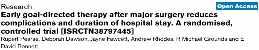SVI/DO 2 I RCT, HR surgical patients (n=122 pts) DO 2 I 600 ml min -1 m -2 vs