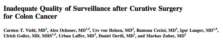 Stage I-III patients 3 academic/university-affiliated institutions Surveillance was left to discretion of treating physician All treating physicians received a letter with surveillance