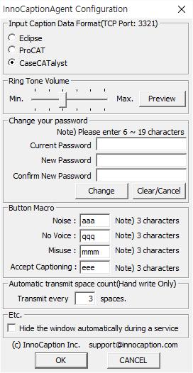 Click the Config.. button to change login password and set the parameters. Parameter setting.