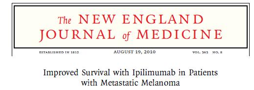 IPILIMUMAB First in class First agent to demonstrate improvement in survival in advanced melanoma But low response rate Now