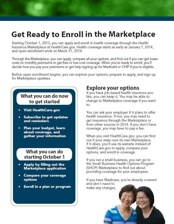 to Enroll in the Marketplace Resources