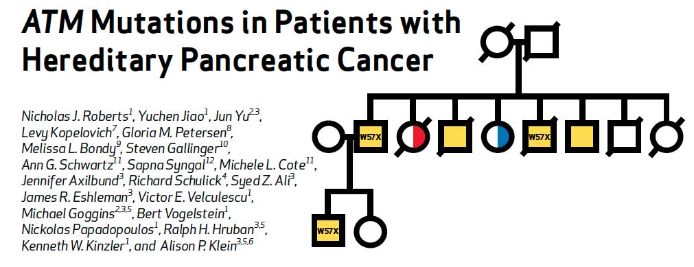 Hereditary Pancreatic cancer risk Cancer Discovery 2: 41 6, 2011 WGS on 16 subjects in 6 families, followed by WES