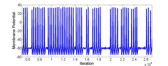 13(e) depicts a relation between the firing rate of the modeled neuron and Inter spike interval of the generated action