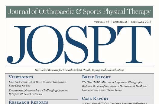 JOSPT Report to Section Members Articles published: 86 peerreviewed manuscripts, 2 special issues, 3 clinical practice