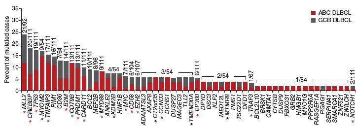 Molecularly and Clinically Distinct Subgroups in DLBCL Alizadeh et al. Nature 2000 OS Overall Survival 1.0 0.8 0.6 0.4 0.2 0 0 2 4 6 8 10 Years Rosenwald A et al.