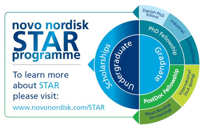 Science, Talent, Attraction and Recruitment (STAR) programme The Novo Nordisk Science, Talent, Attraction and Recruitment (STAR)programme offers PhD or