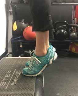 EXERCISE INTERVENTIONS FIGURE 4 Heel-drop eccentric exercise for chronic Achilles tendinitis The patient rises on the edge of a step with both feet and then lowers the affected foot alone in a slow,