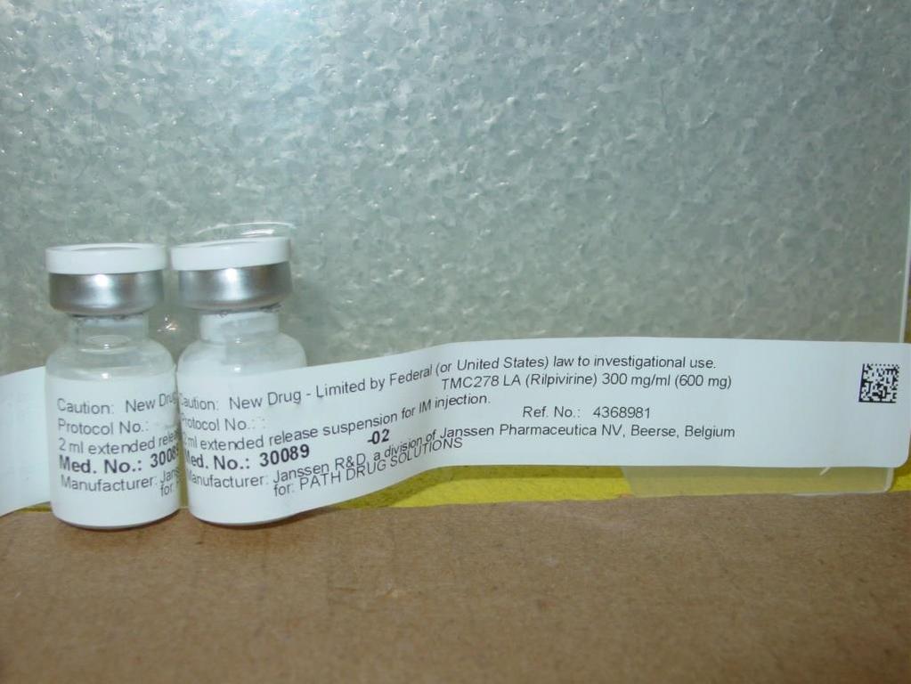 Injectable RPV Long-acting formulation (LA) Sterile white suspension Supplied as 2mL (600