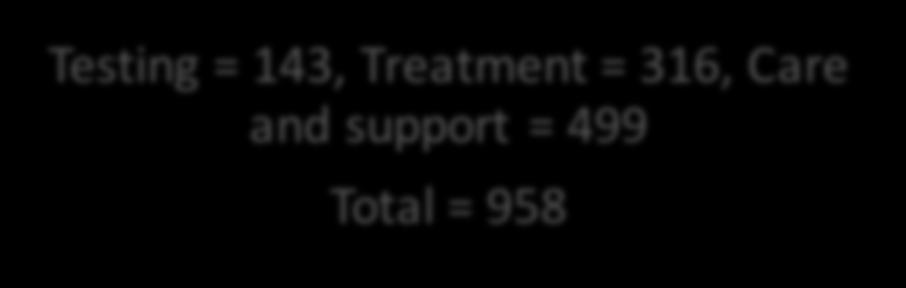 Treatment = 316, Care and support = 499 Total = 958 HEU =