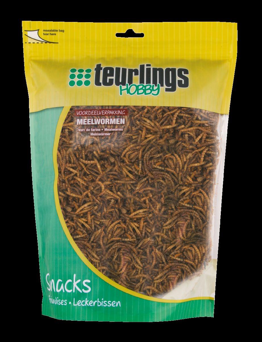 Instructions for proper use: Supply mealworms daily as a supplement to a complete animal feed. Not suitable for feeding to ruminants. Composition: Mealworrms.