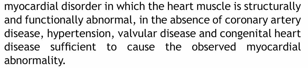Definition of Cardiomyopathies