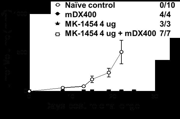 regression induced by MK-1454 Large MC38-model Complete