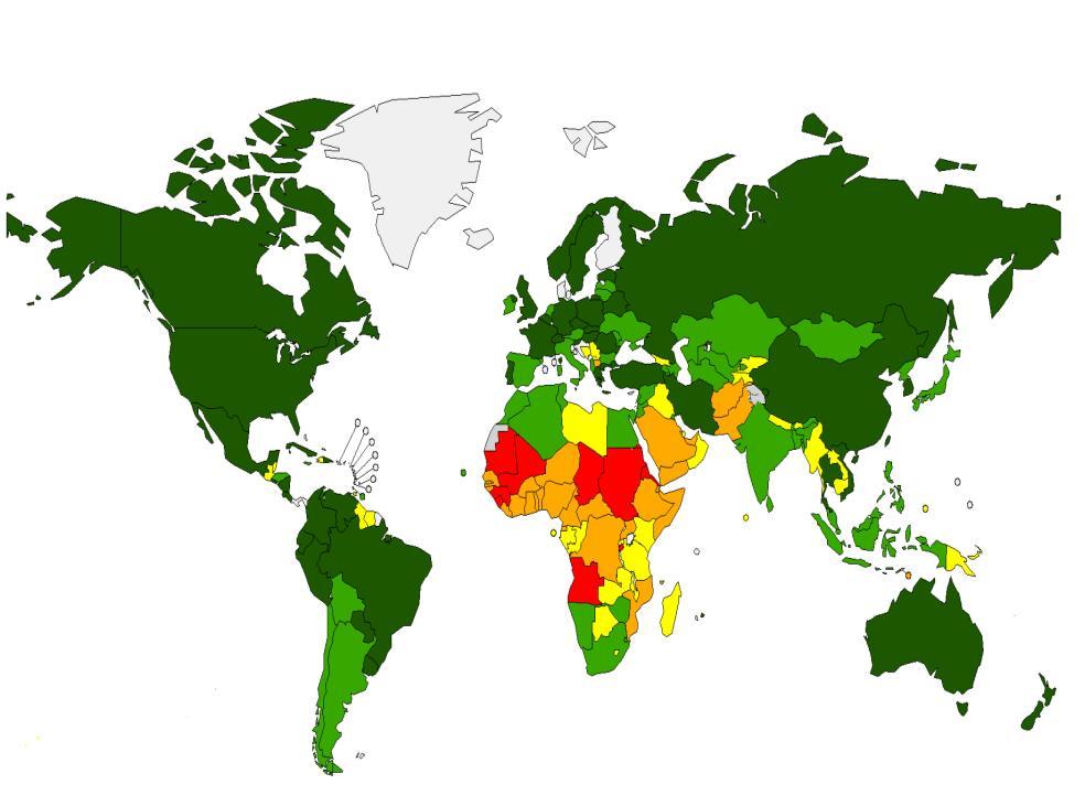 Prevalence rates vary among jurisdictions according to availability and