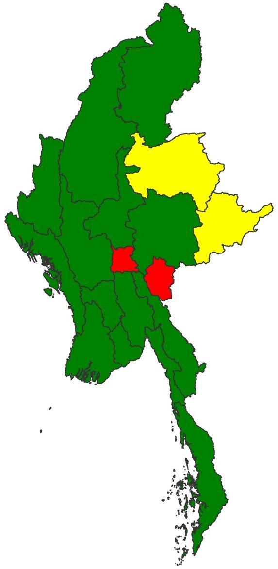 Non-polio AFP Rate* Surveillance Indicators by Province Myanmar, 2014 Percent Adequate Stool Specimen Collection ** Non-Polio AFP Rate < 1 1 1.