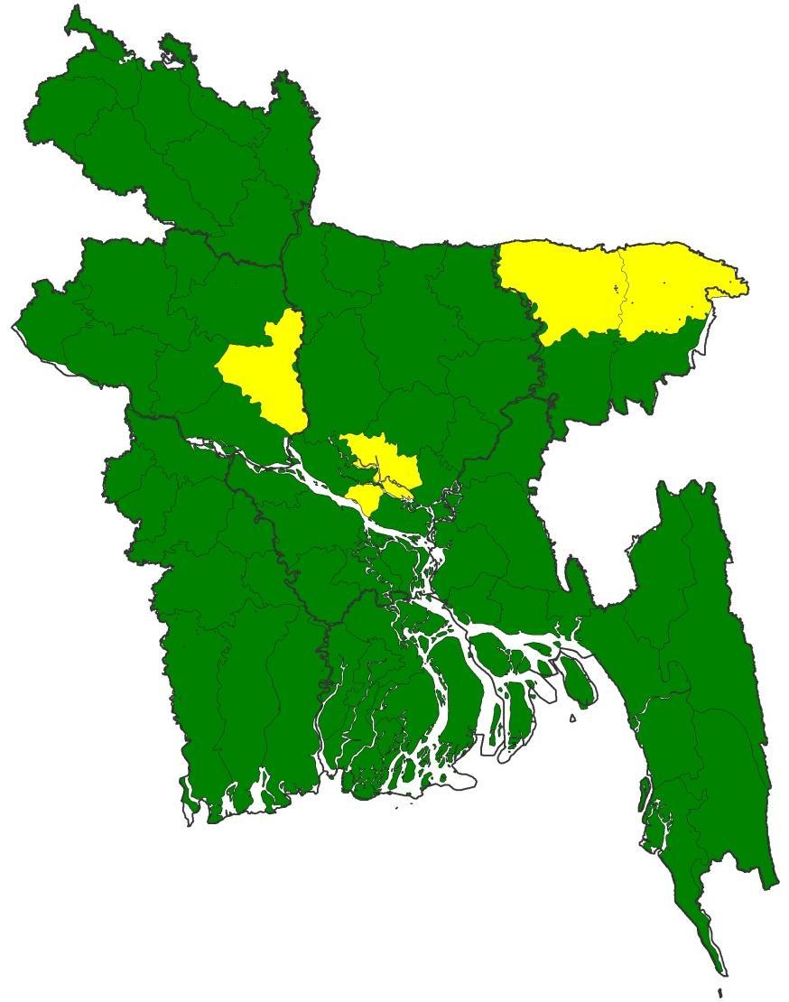 Surveillance Indicators by District Bangladesh, 2014 Non-polio AFP Rate* Percent Adequate Stool Specimen Collection ** Non-Polio AFP Rate < 1 1 1.