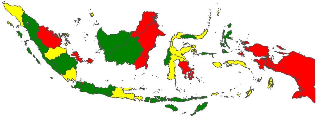 Non-polio AFP Rate* Surveillance Indicators by Province Indonesia, 2014 Non-Polio AFP Rate < 1 1 1.
