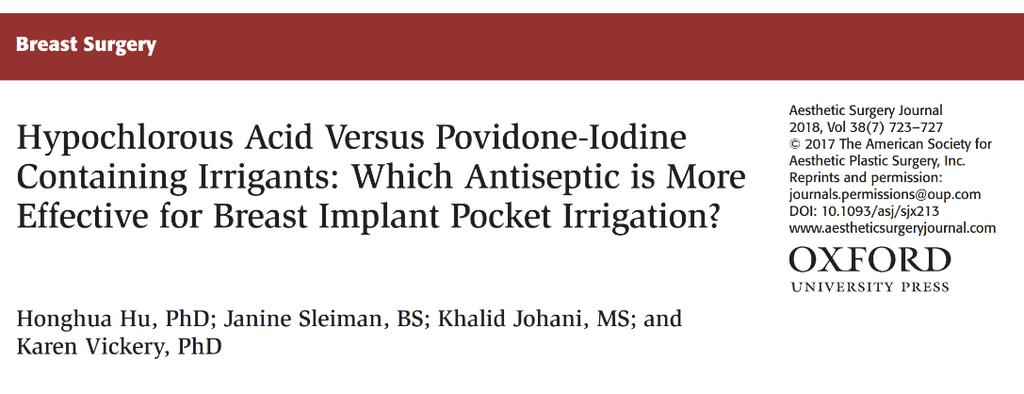 Hypochlorous Acid Versus Povidone-Iodine In-vitro study simulating protein soil PhaseOne (0.
