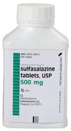 Sulfasalazine Tablets, USP (brand-name Azulfidine ) 59762-5000-1 500 mg tablets 100 tablets/bottle 60 59762-5000-2 500 mg tablets 300 tablets/bottle 40 Tazarotene