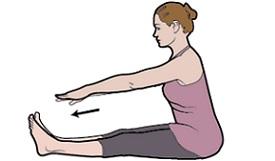 Hamstring stretch 1. Sit with your legs straight out in front of you. 2. Reach to touch your toes, keeping your knees and back straight (see Figure 7). 4.